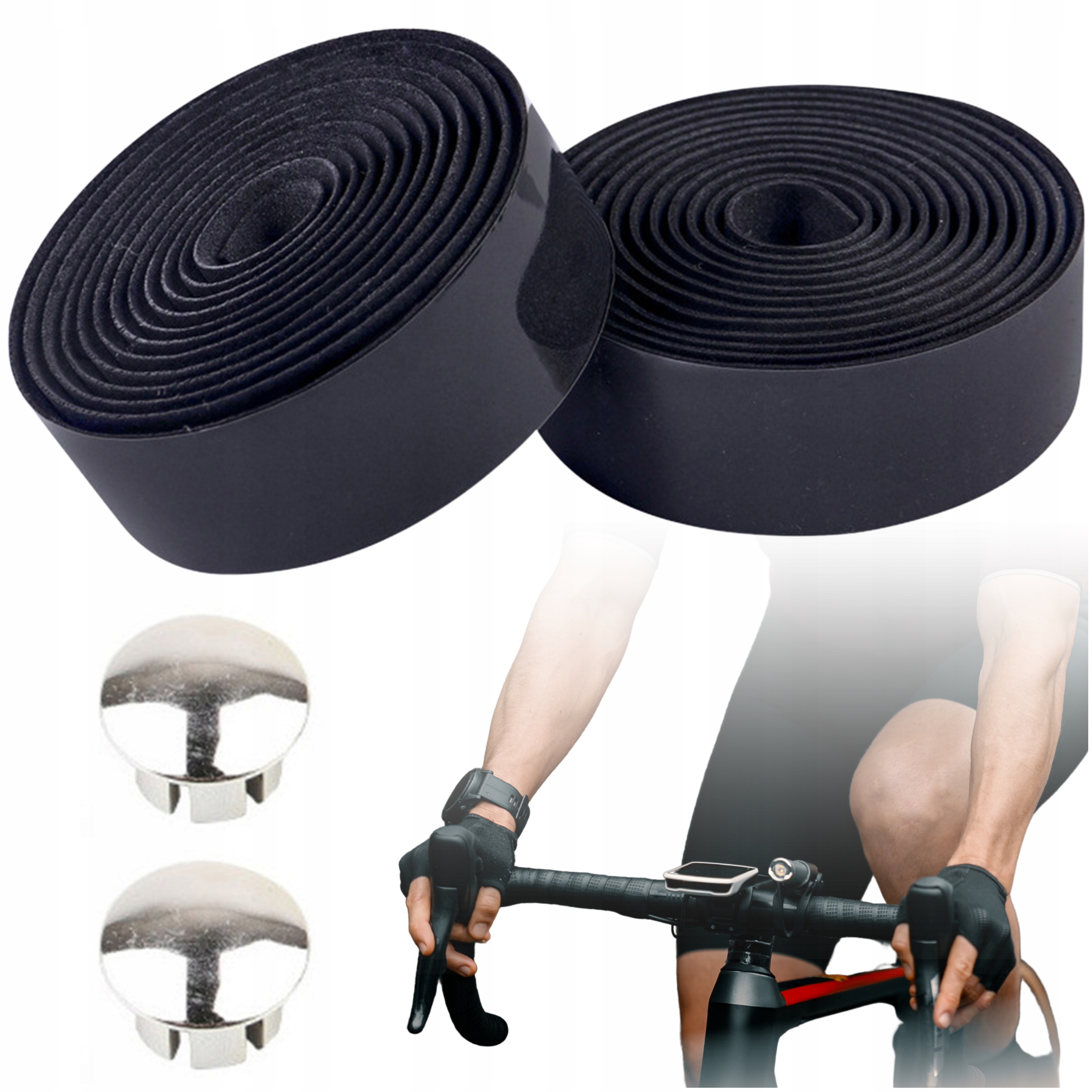 OWIJKA KIEROWNICY NA KIEROWNICĘ TAŚMA ROWEROWA WYGODNA PIANKA CZARNA 2SZT