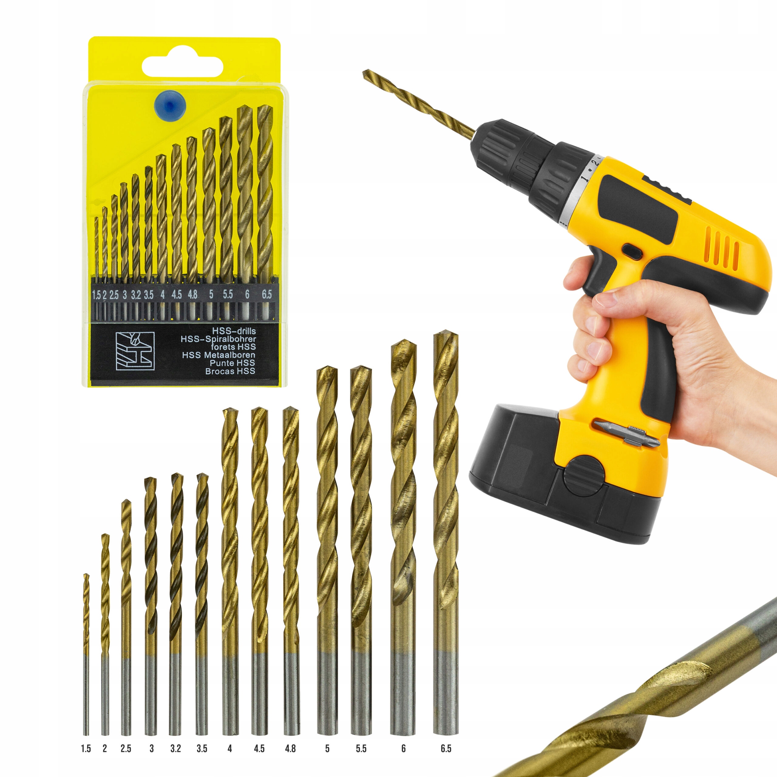 

Zestaw wierteł Hss do metalu 1,5 6,5 mm 13 szt.