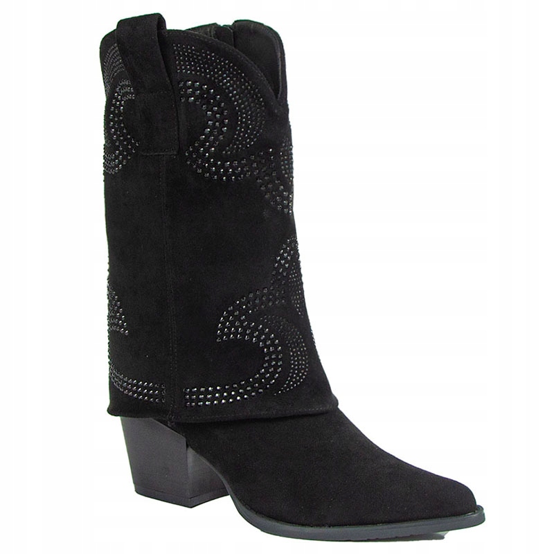 S.barski HY42-153 Kotníkové Boty Kozačky Semišová Kůže Černé 41