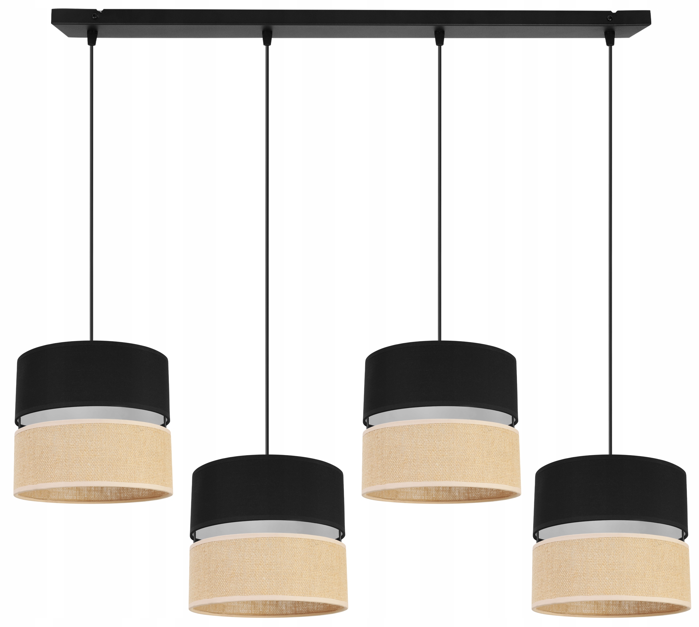 Stropná Závesná Lampa Luster Tienidlo Boho Juta Čierna Lišta Nad Stôl