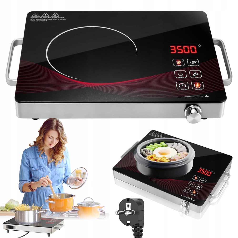 Przenośna Płyta Grzewcza Indukcyjna Stal Nierdzewna Kuchenka 4 Funkcje
