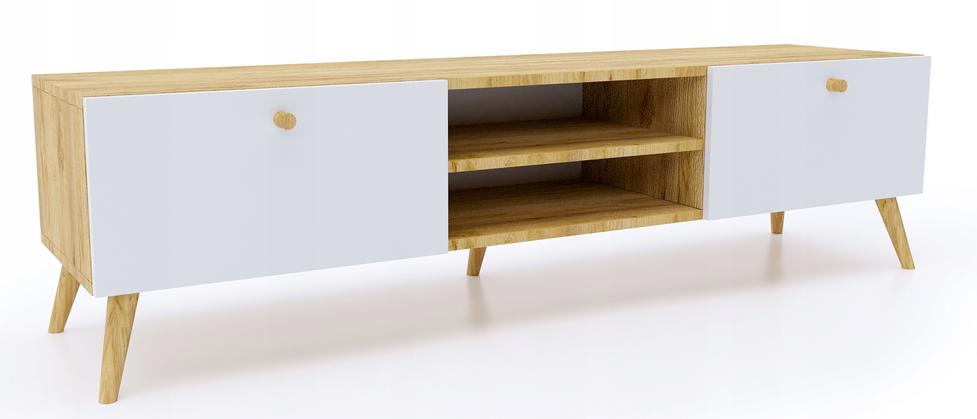 

Szafka Rtv komoda dąb biała Skandynawski 160 cm