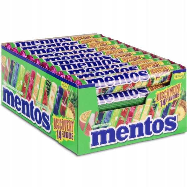 Levně Mentos Bonbóny Discovery 14 příchutí Veganské 37.5g 40ks