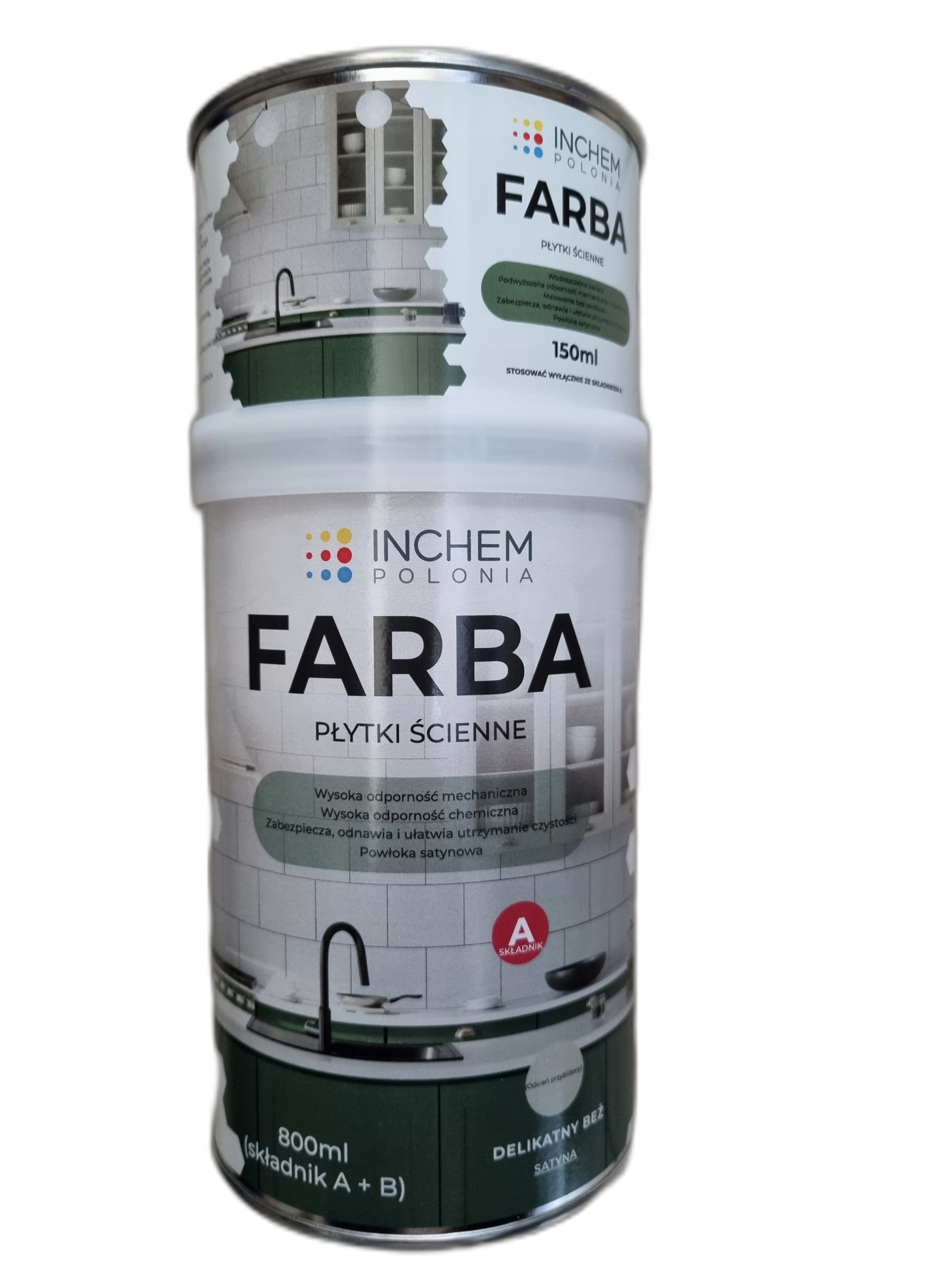 Farba do płytek ściennych 800ml beżowa glazury beż satyna