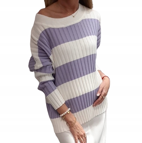 Cocomore Pruhovaný svetr s pruhy fialový bílý Novinka