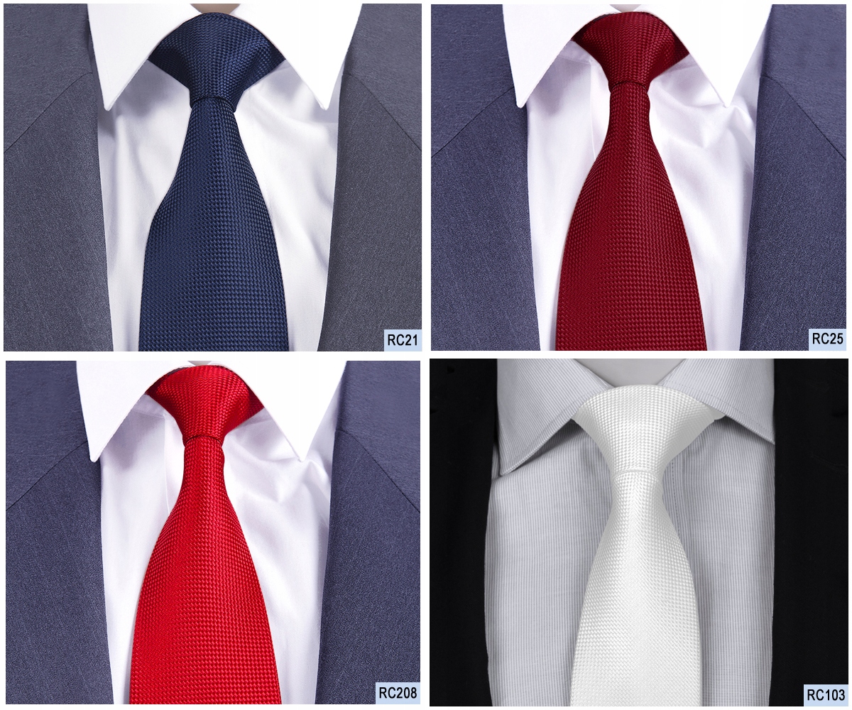 ŻAKARDOWY Krawat Męski Gładki Groszki Kropki Krata Długość 148 cm