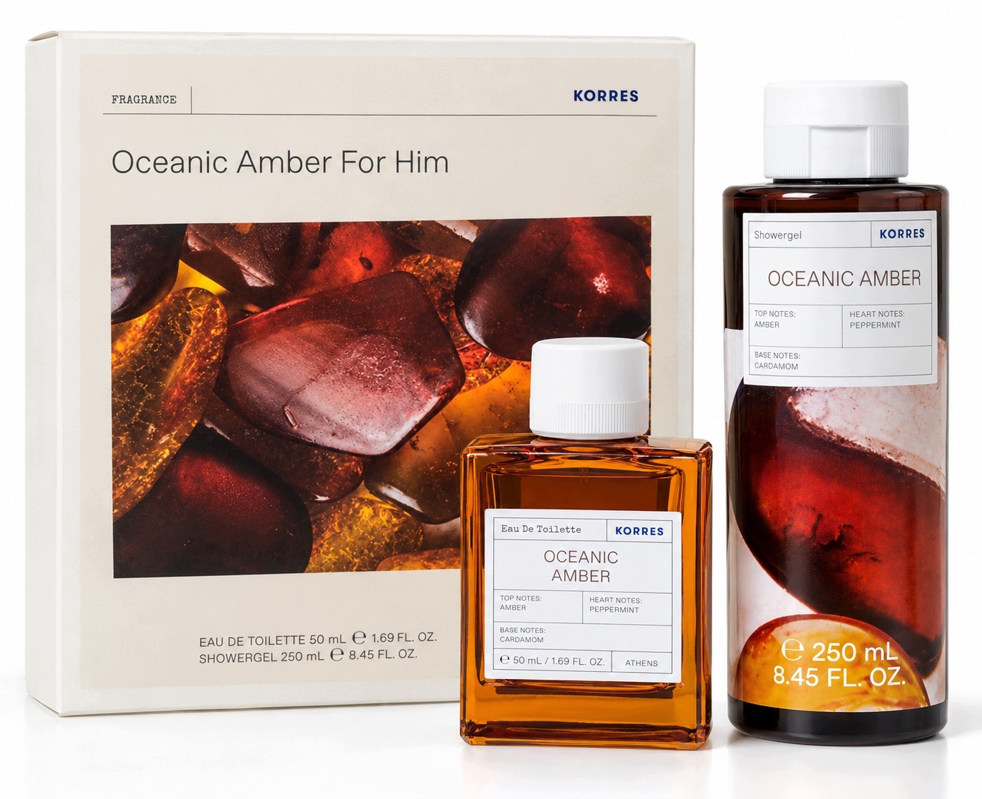 Korres Oceanic Amber For Him Edt 50 ml sprchový gel 250 ml sada