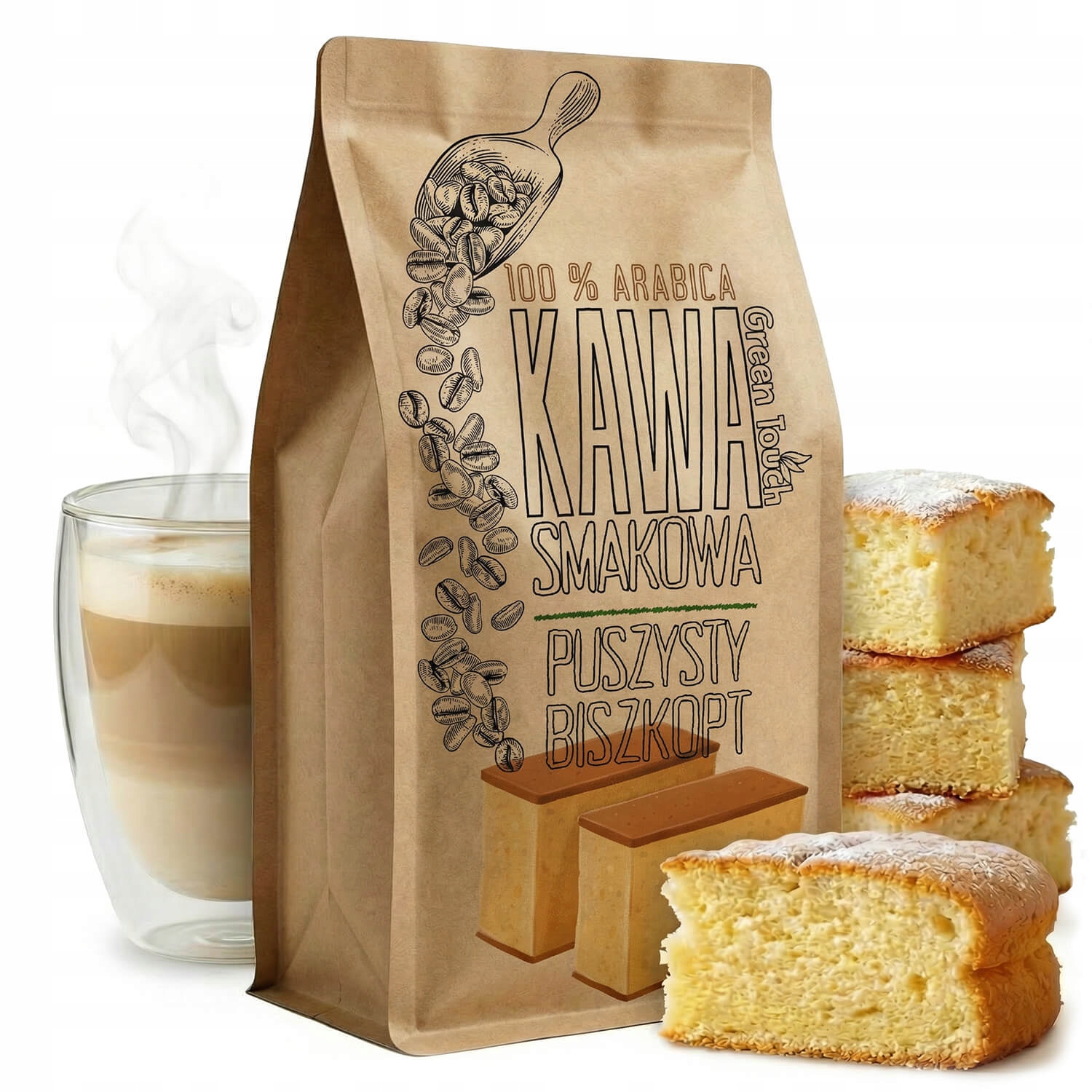 Levně Káva Zrnková chuť Nadýchaný Piškot 1 kg s piškotovou příchutí