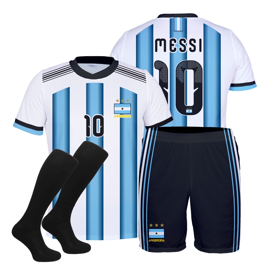Messi Argentina 2026/27 komplet tričko kraťasy štulpny velikost M-164