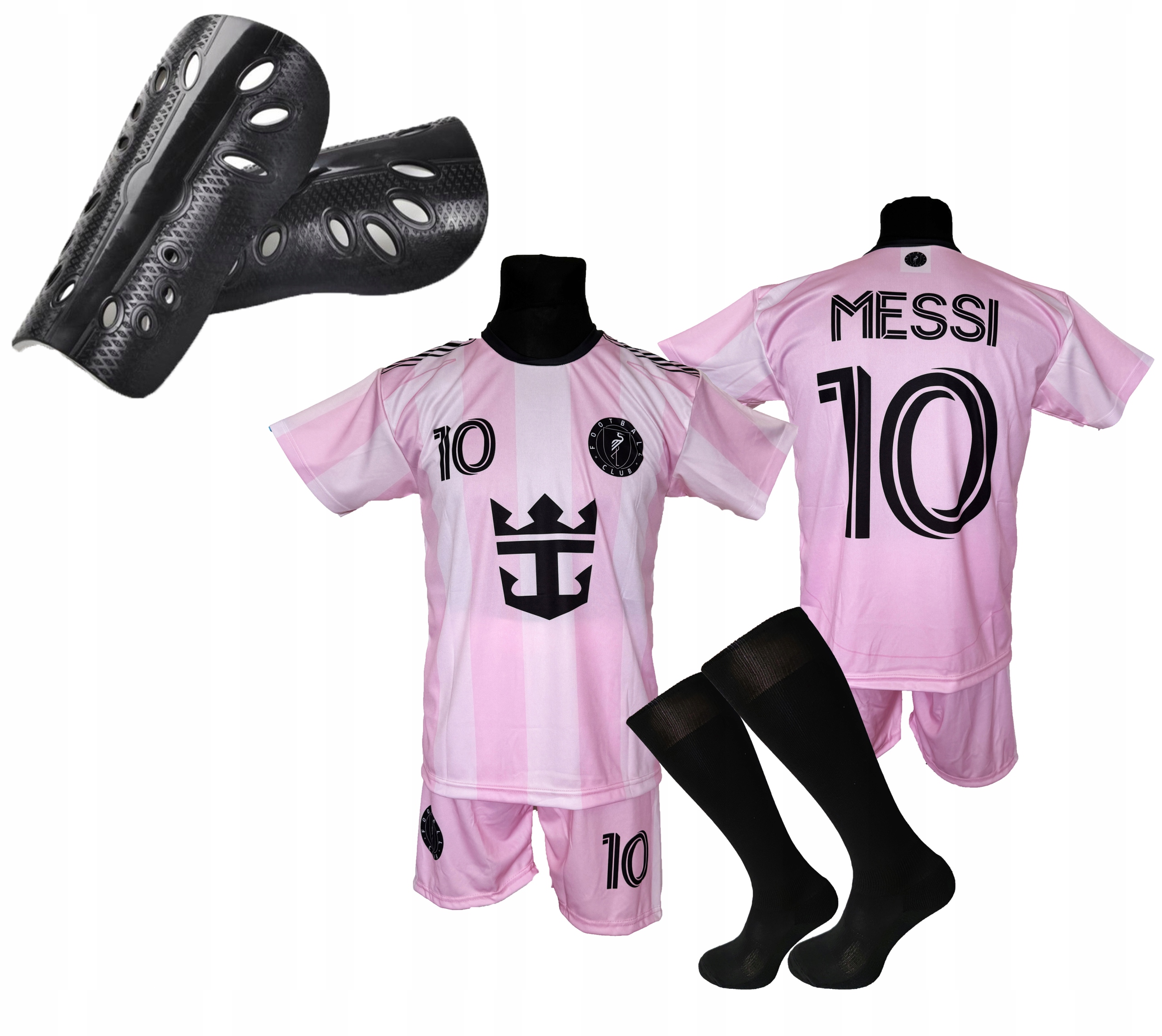 Fotbalové oblečení Messi tričko kraťasy štulpny chrániče 164