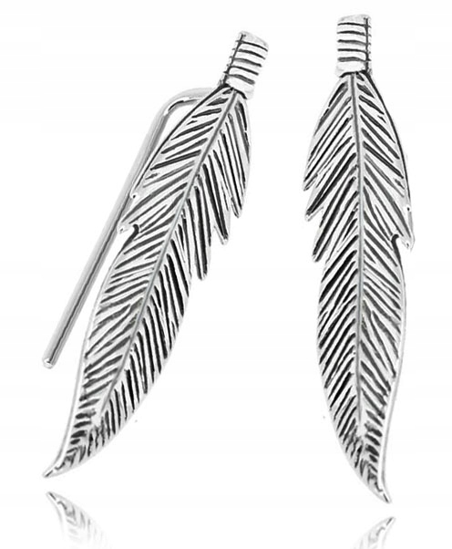 

Nausznice Kolczyki Srebrne Pióra Piórka Pr925!