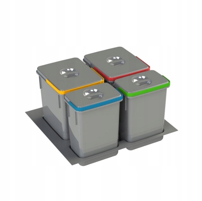Odpadkový Koš Pořadač Do Zásuvky Sada 4 Nádob Šedý