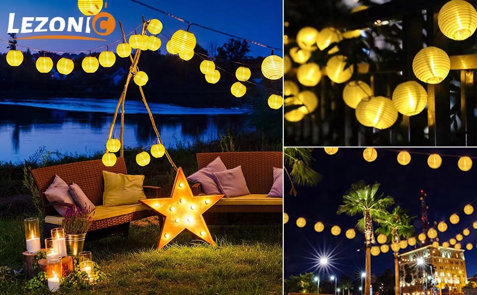 LEZONIC WODOODPORNE KULE ŚWIETLNE LAMPKI OGRODOWE SOLARNE 20 LED 6M — miniatura 7