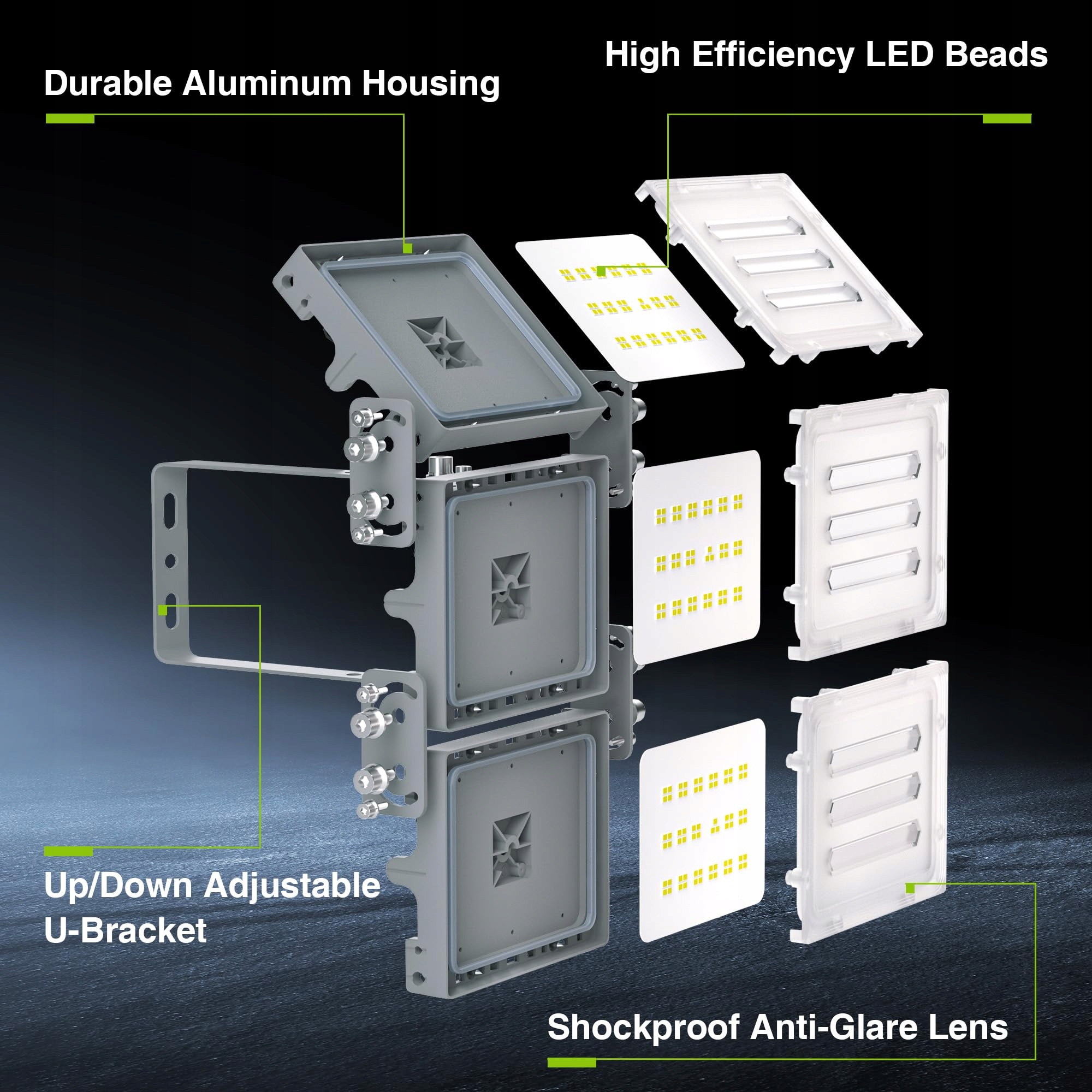 Naświetlacz LED 150W 15000lm 6000K IP66 Regulowany Do Stadionu STASUN — miniatura 3