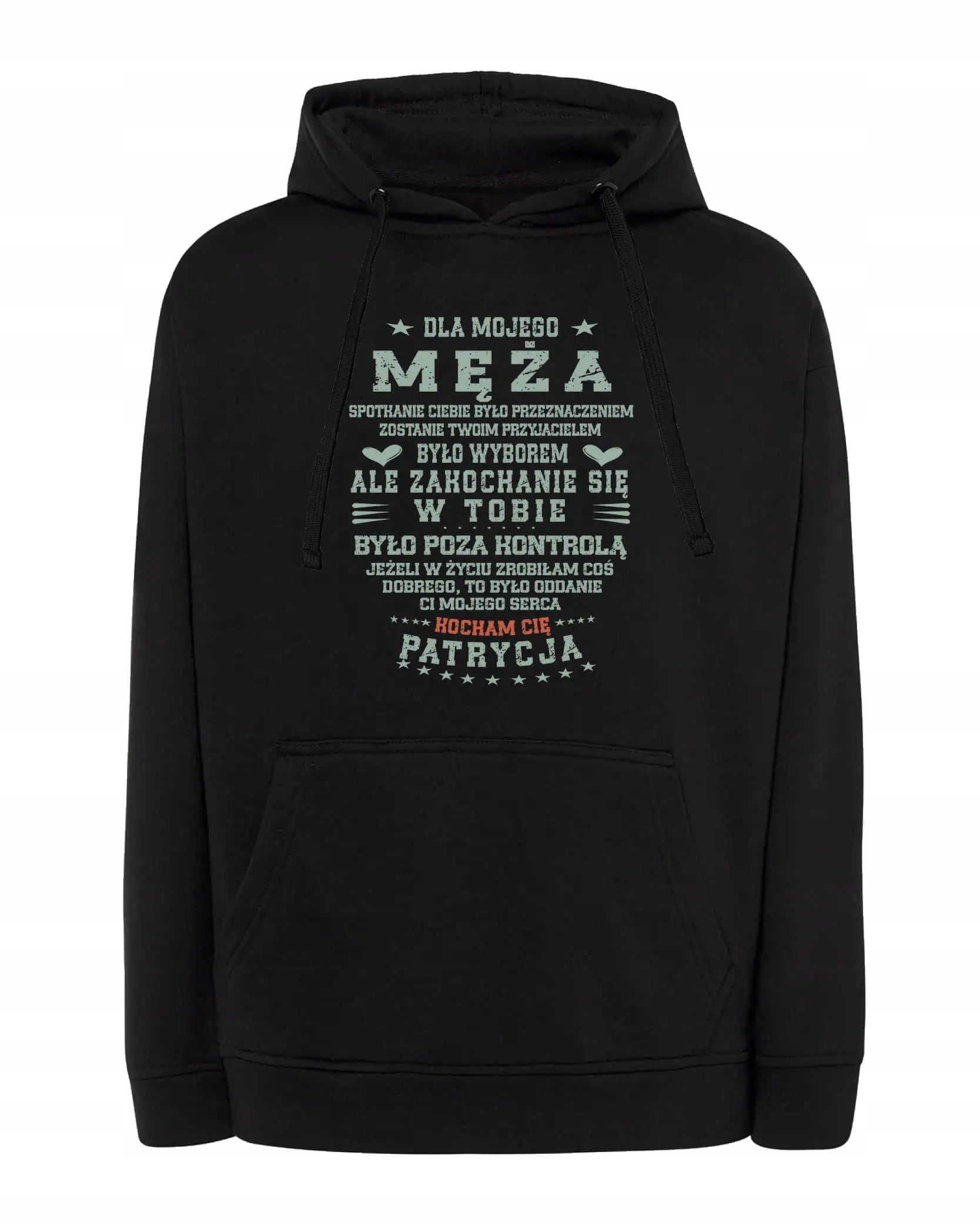 Mikina s kapucí pro manžela, personalizovaná od manželky, černá L