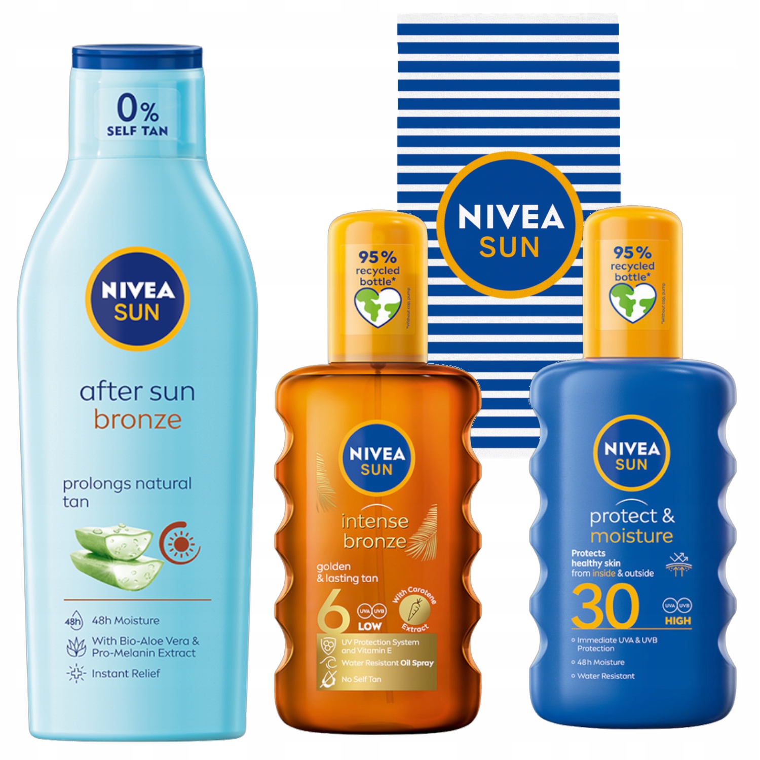 Nivea Sun Olej na opalování SPF6+ Sprej SPF30+ Balzám po opalování +dárek