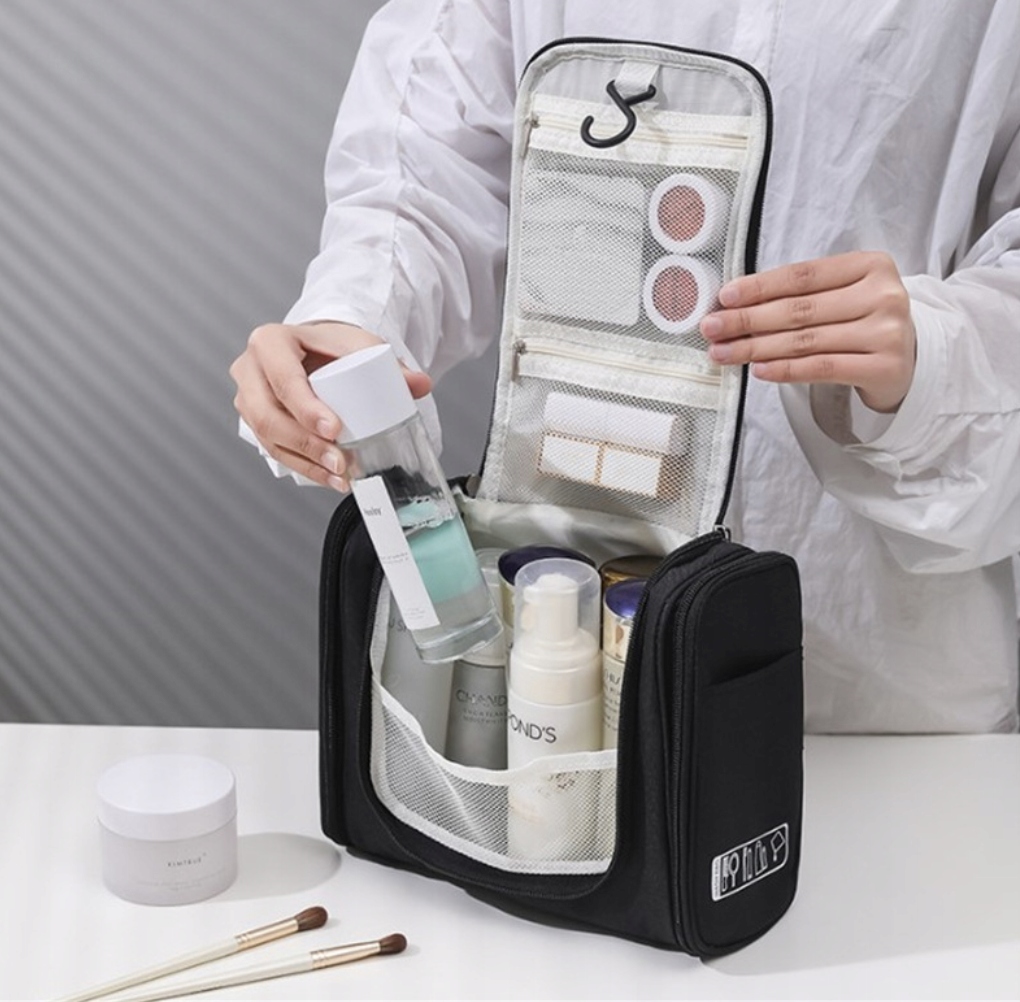 KOSMETYCZKA WISZĄCA PODRÓŻNA Z HACZYKIEM CZARNA XL Model TORBA KOSMETYCZKA PODRÓŻNA MĘSKA DAMSKA ORGANIZER
