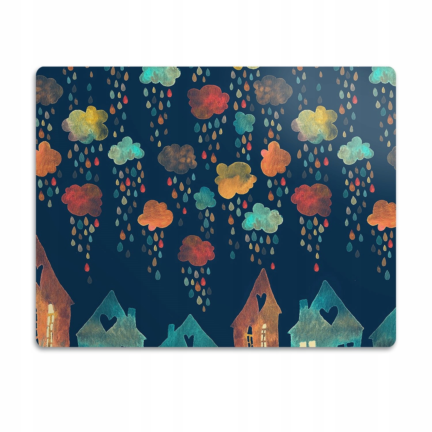 Levně Podložka pro kočky psa pod misky Barevné domy 90x60 cm