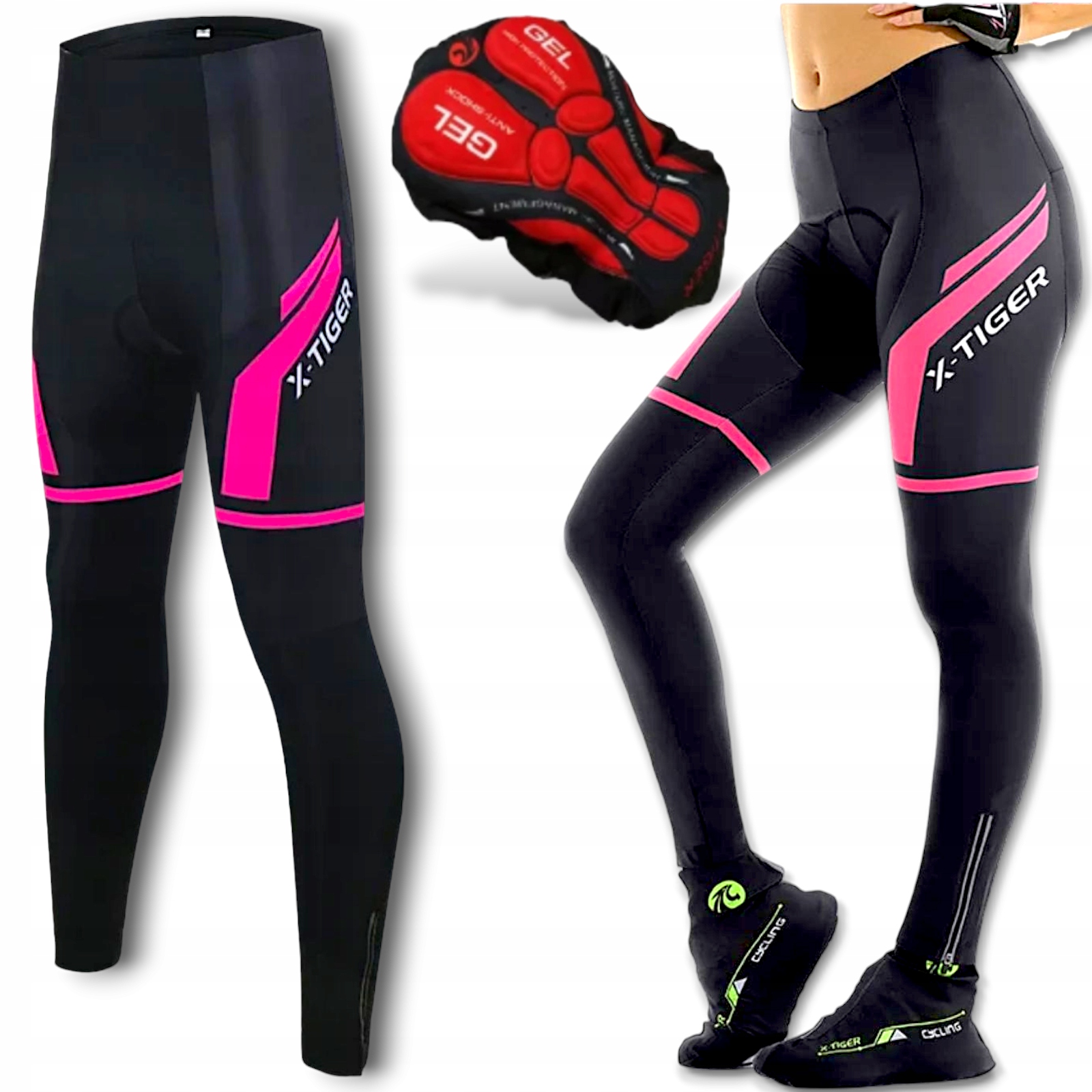Leginsy Spodnie Getry Rowerowe Kolarskie Sportowe Długie Z Wkłdką Żelową 3D