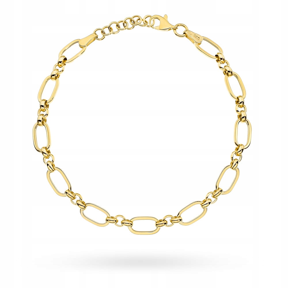 Zlatý náramek 585 Velké články a kroužky 3.08 g bez kamenů 19,5 cm