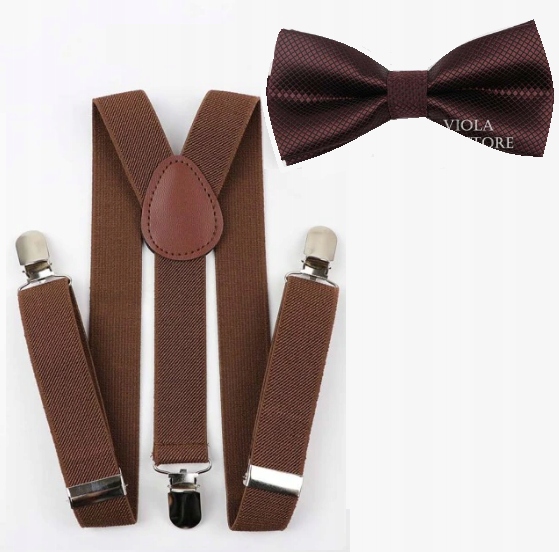 

Szelki brązowe i Mucha dla dziecka brązowa