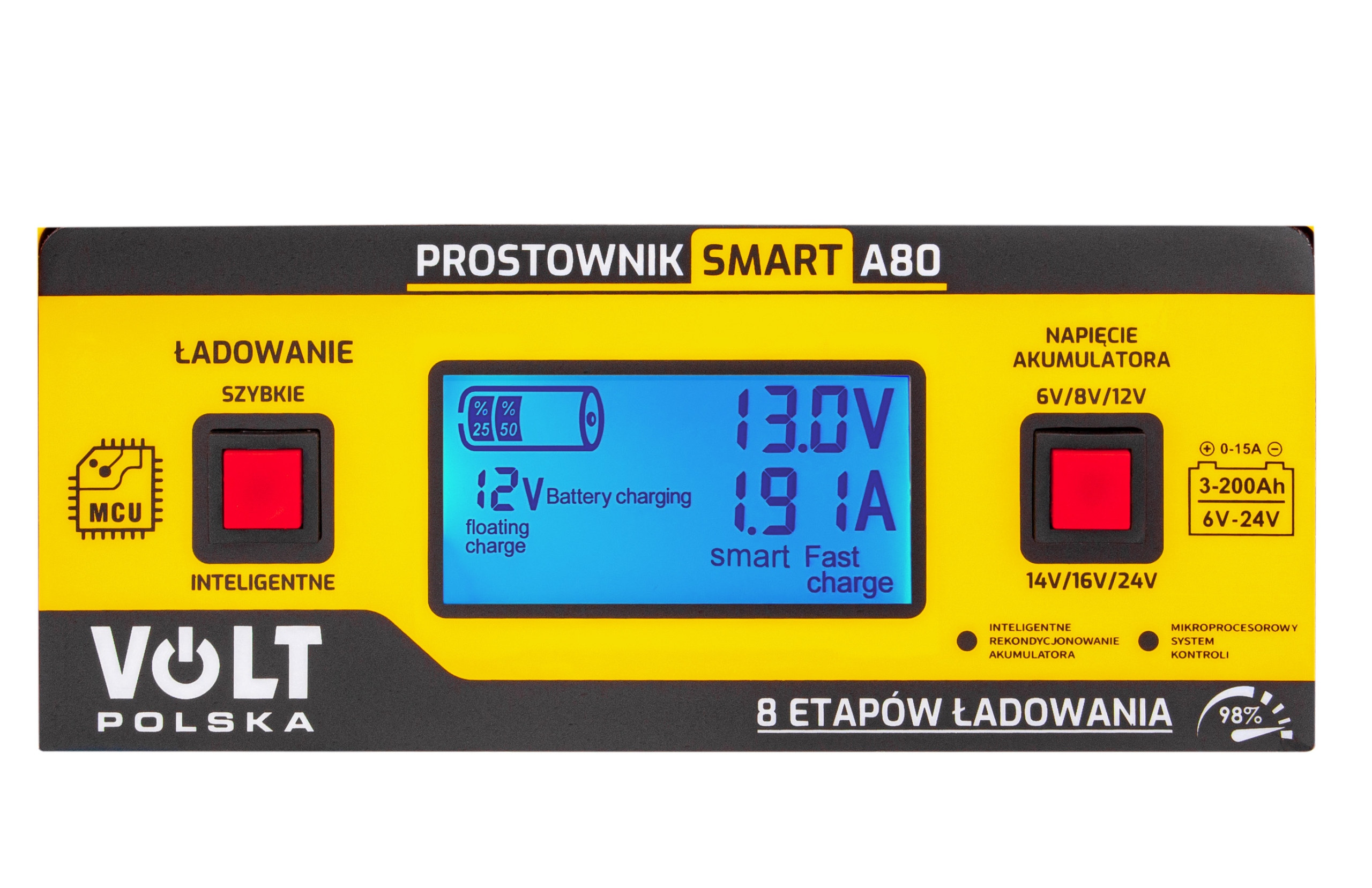 Ładowarka PROSTOWNIK AKUMULATOROWY SMART 6V/12V/24V 15A A80 Model Smart A80