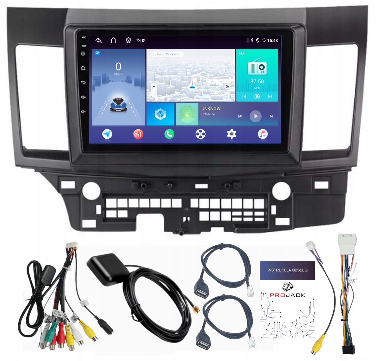 Rádio Navigace Android Carplay Mitsubishi Lancer 2008-2015 4GB 64GB Sim