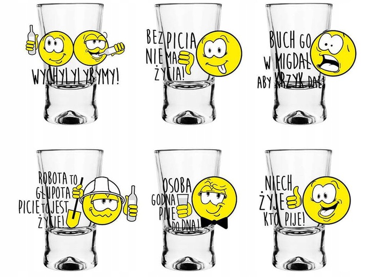 

Kieliszki Do Wódki Śmieszne Imprezowe 6 Szt. 25 ML