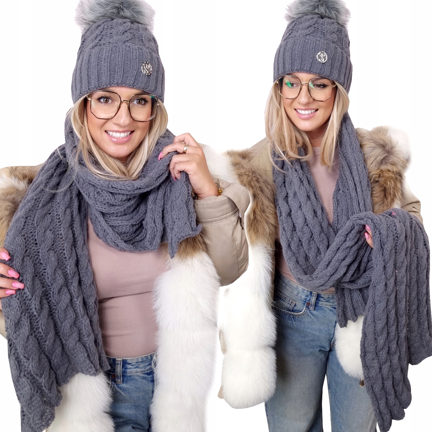 Dámská Alpská Set Čepice Šála teplá zimní Polský Premium