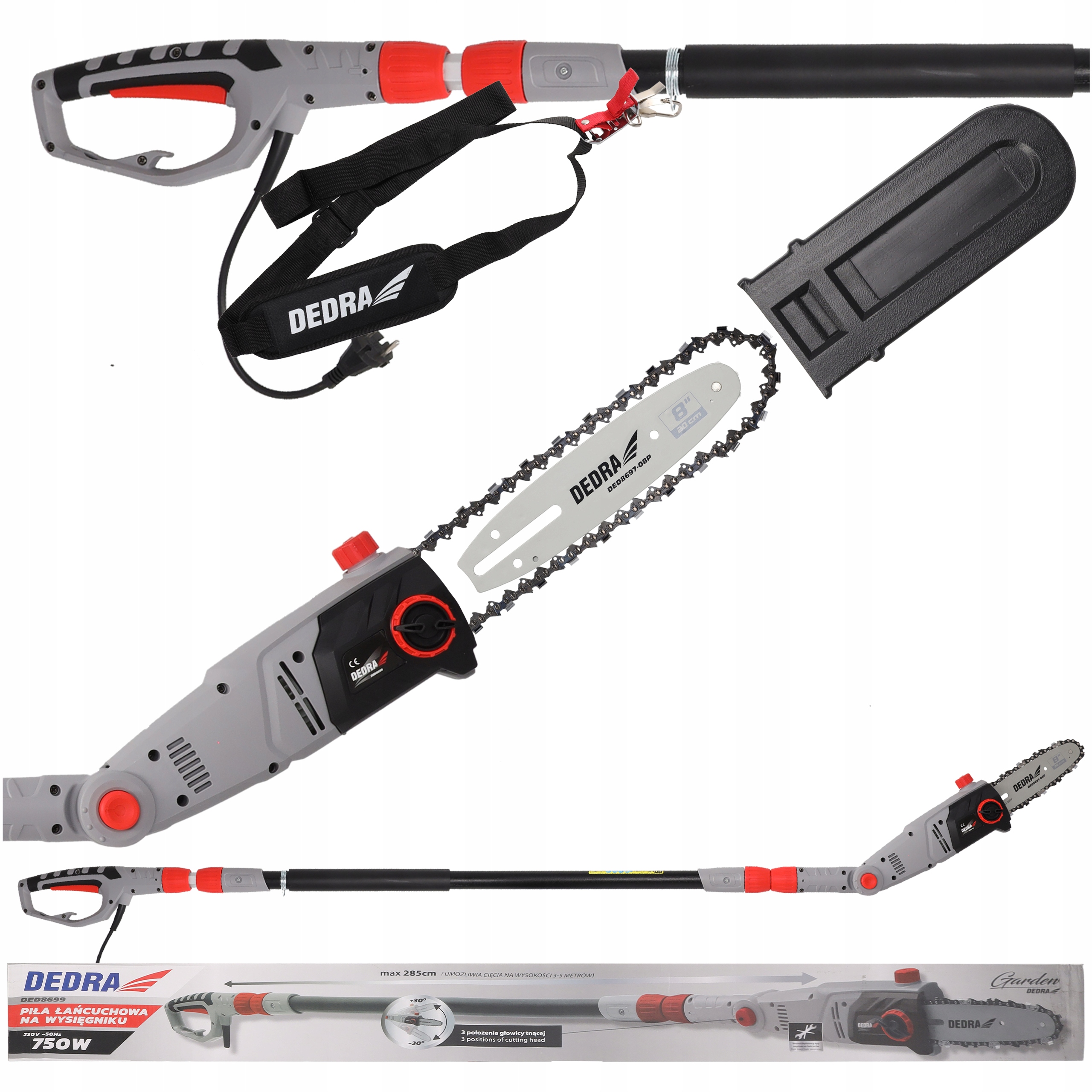 Piła elektryczna Pilarka Łańcuchowa na wysięgniku Dedra DED8699 750W 2,85m