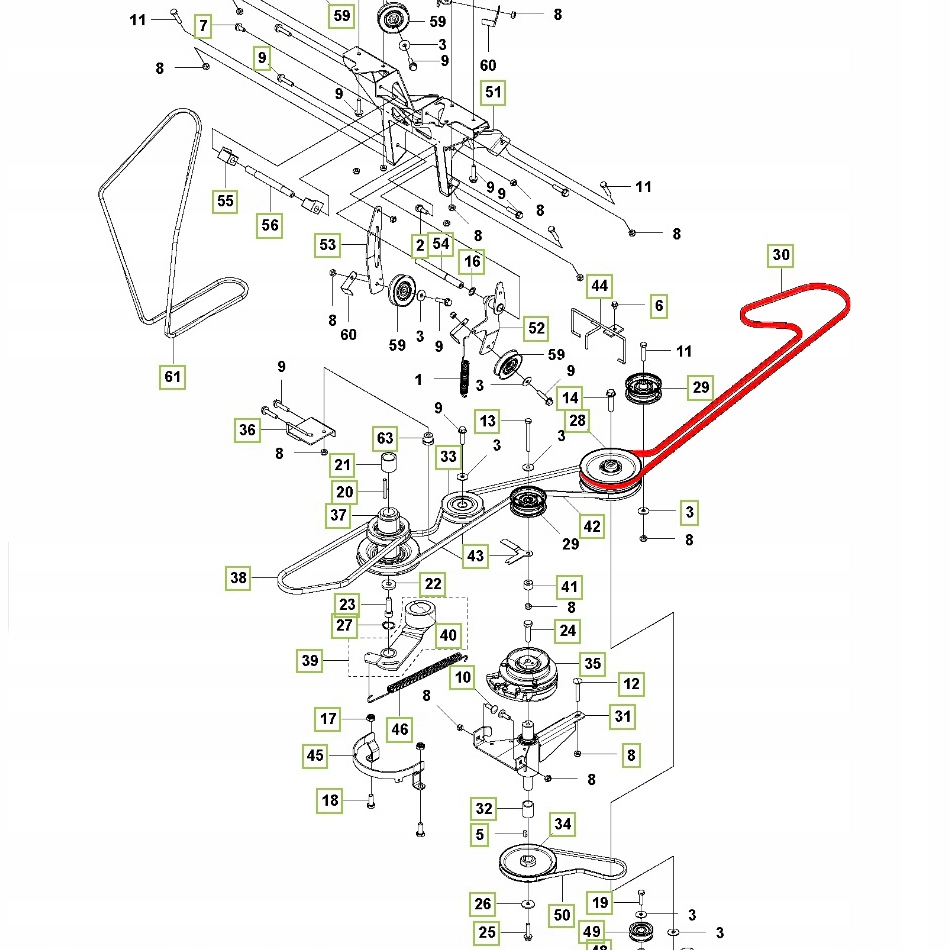 Pásek 593667401 středové kolo kosisko Husqvarna Rc 318T, Rc 320Ts Awd