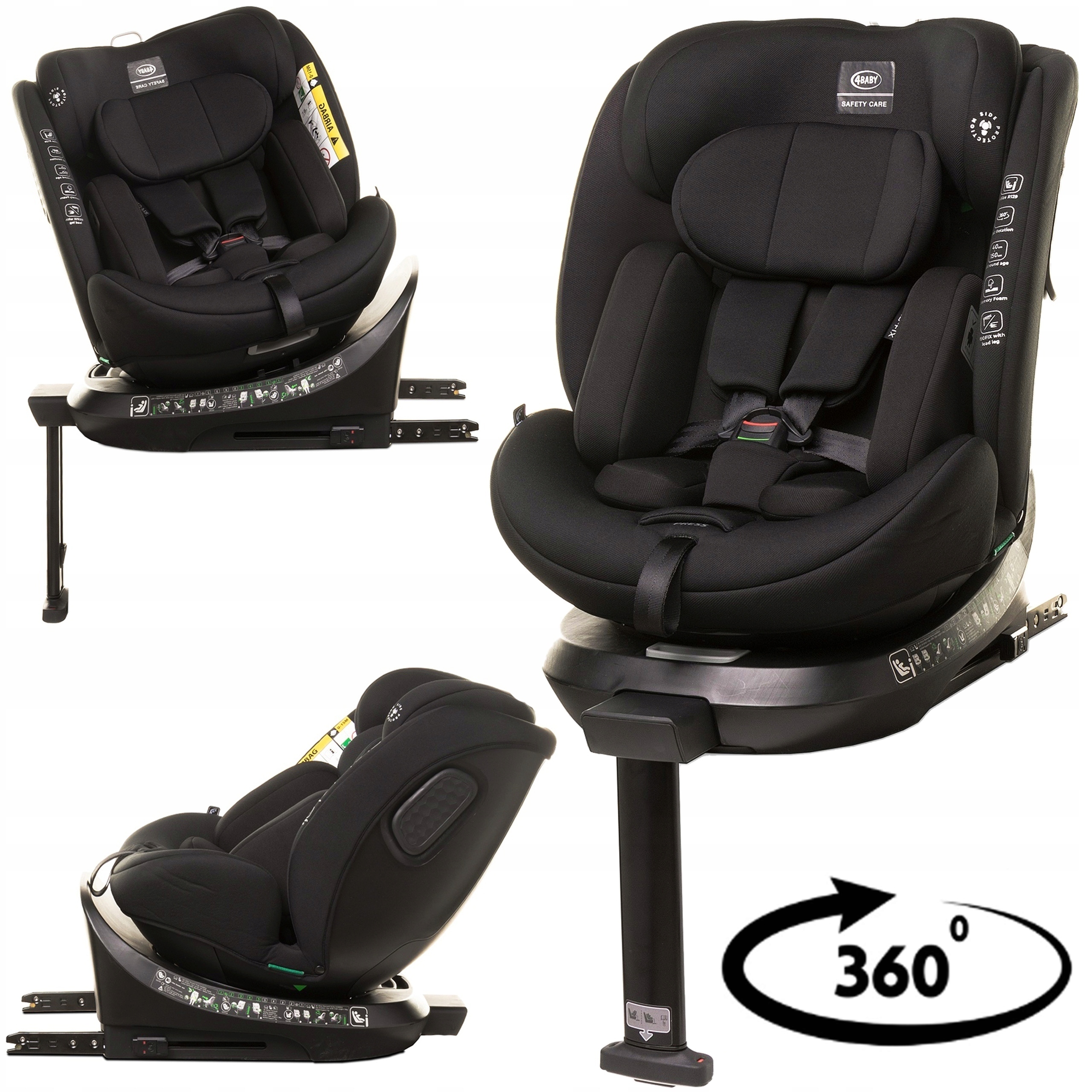 Fotelik Samochodowy i-SIZE Isofix Obrotowa Platforma 360° Rwf 15x Regulacja