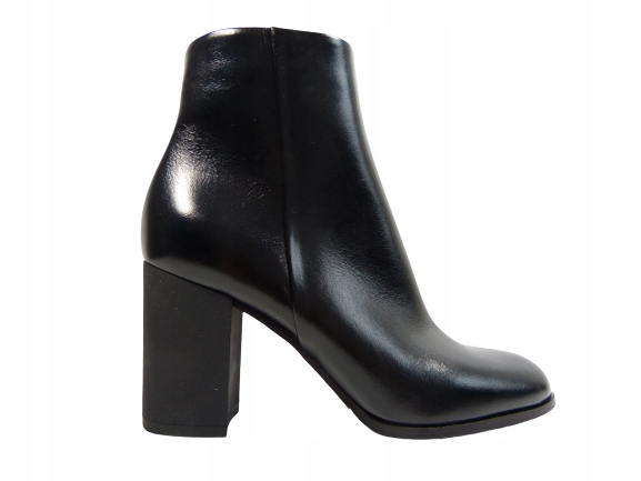 černé kotníkové boty na podpatku, zateplené, stabilní, dámské Sala 39