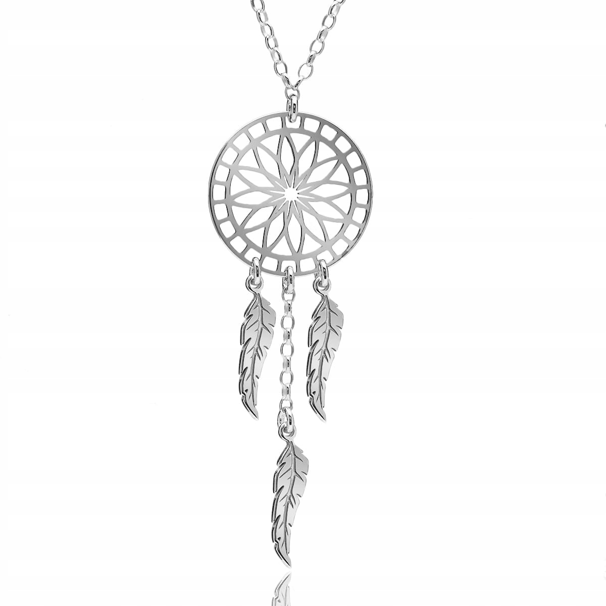 Náhrdelník lapač snů stříbrný, rhodiovaný