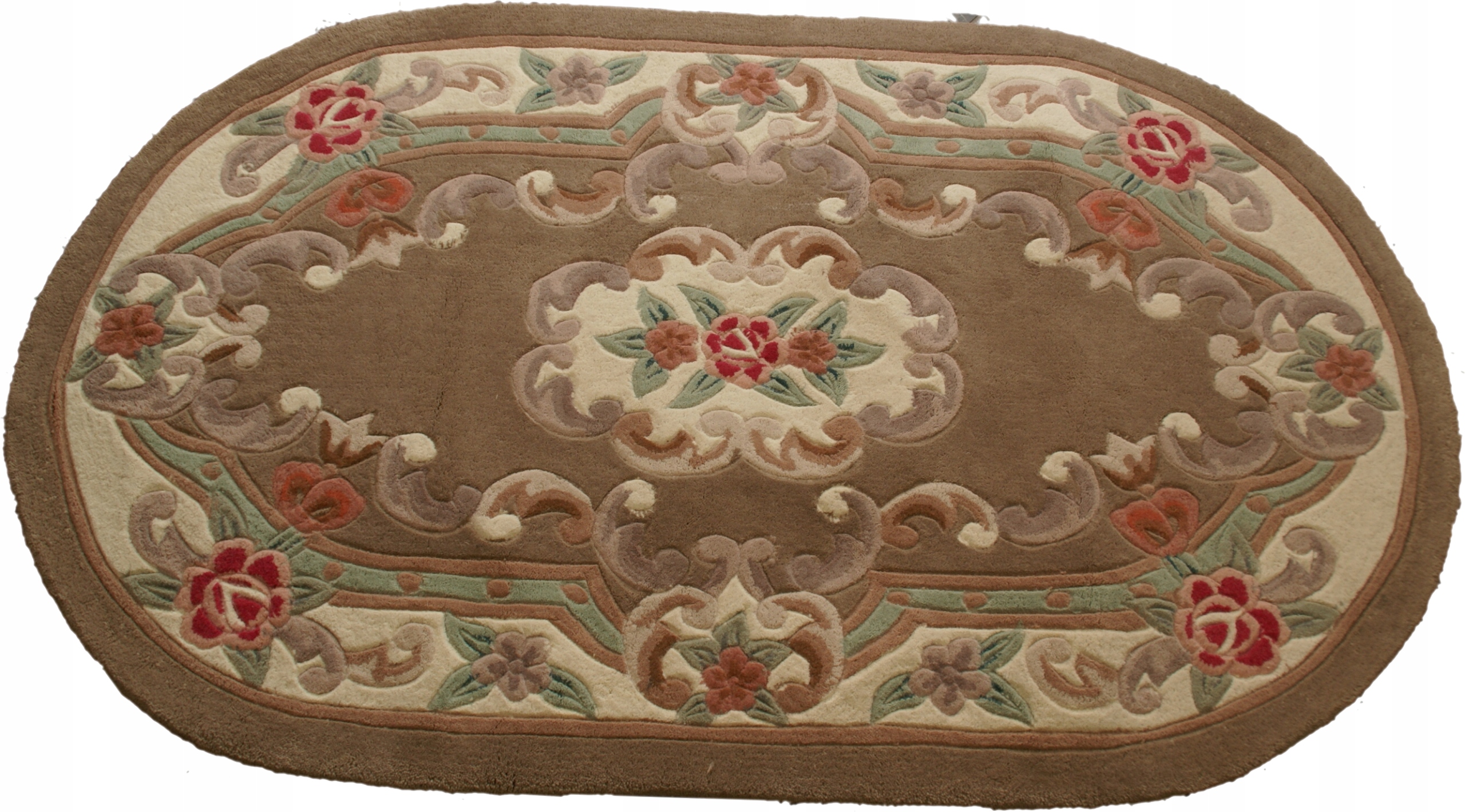 Vlnený koberec Aubusson 90x150 hnedý ovál