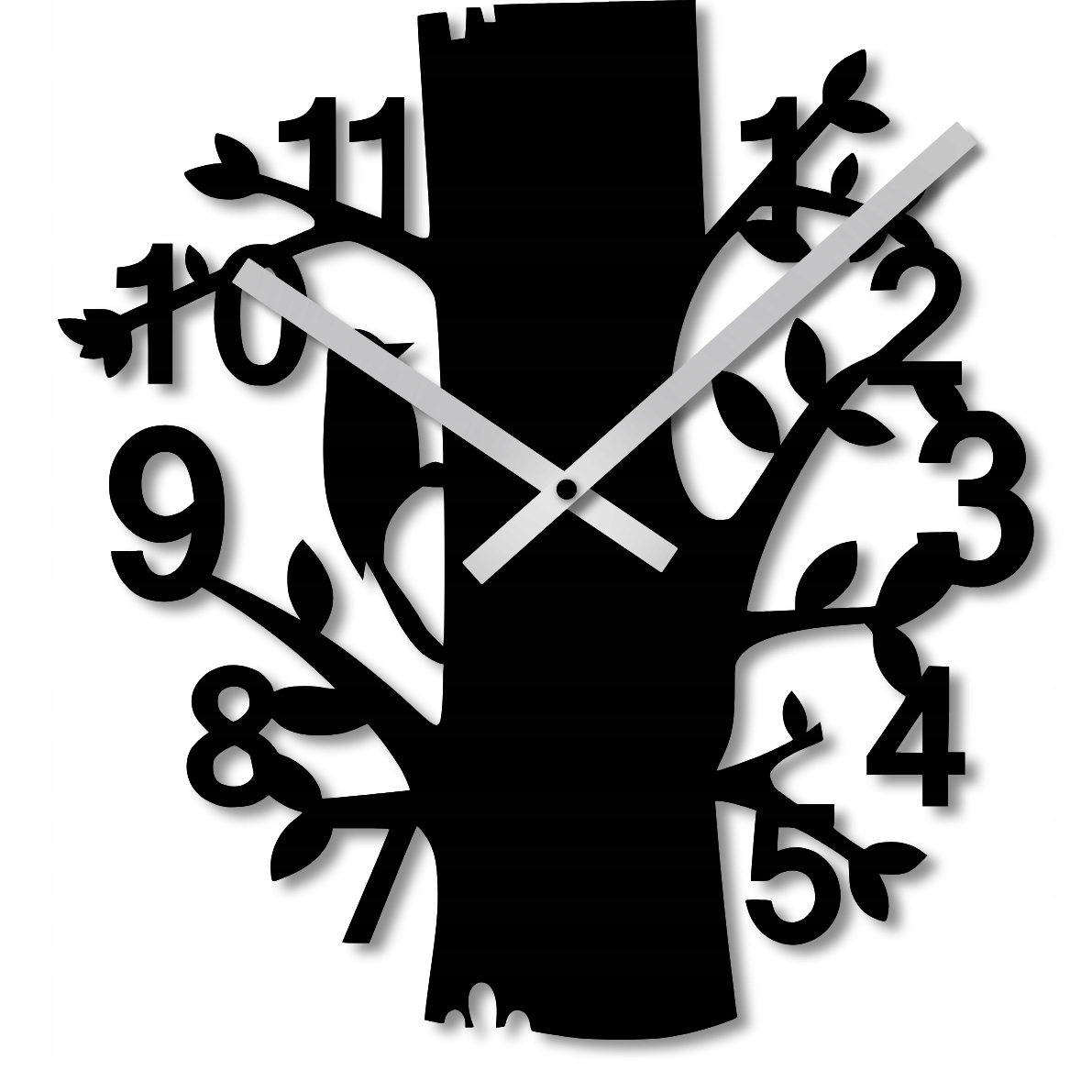 Nástěnné Hodiny 60 cm Nástěnné Hodiny Velké Dřevěné Hodiny Černý Strom 3D