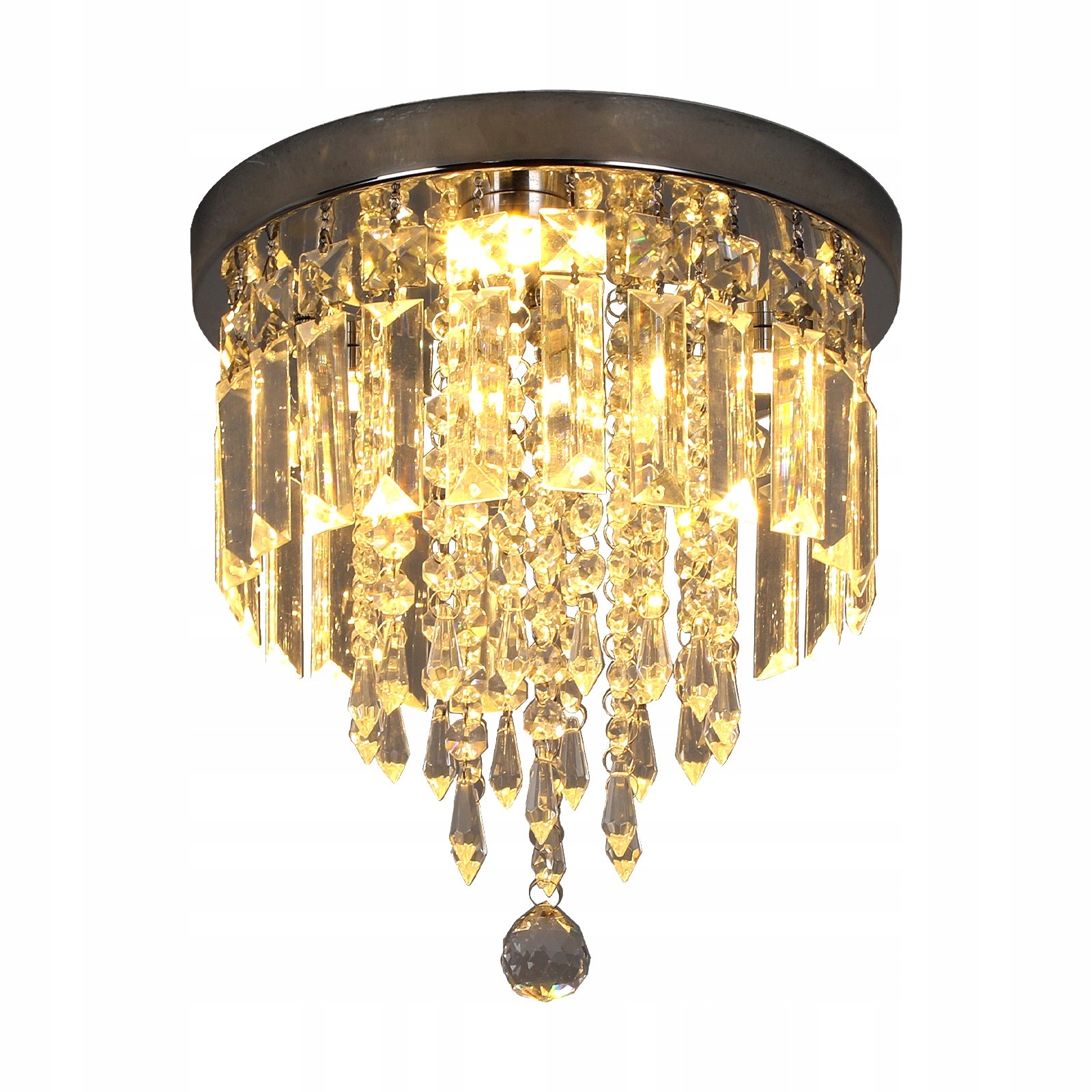 Kryštálová Led stropná lampa Glamour – Chróm Kryštály K9, teplá farba
