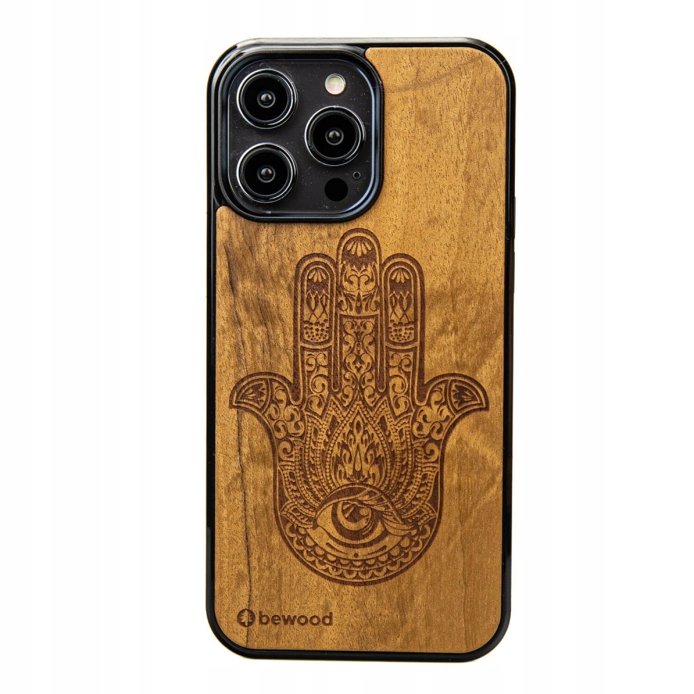 Dřevěné Pouzdro Bewood pro iPhone 14 Pro Max Hamsa Imbuia