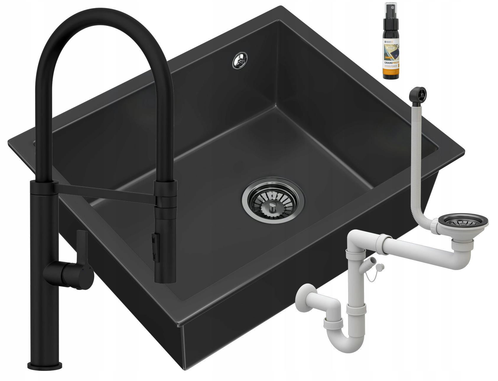 Podstolový Drez Čierny Pavo Závesný Granitan