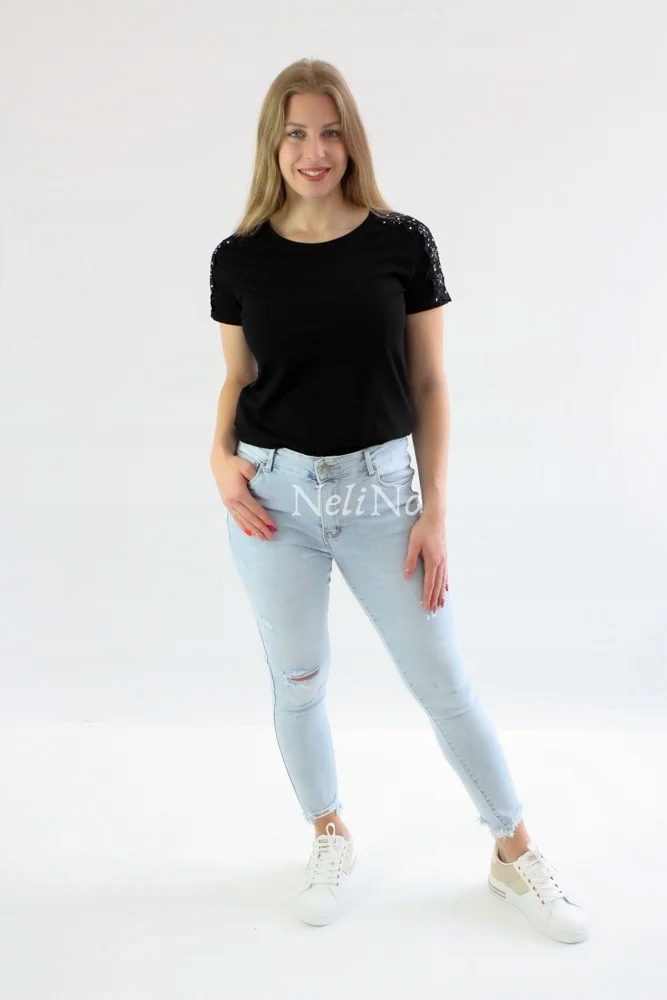 Džínové kalhoty s oděrkami, velikost 36