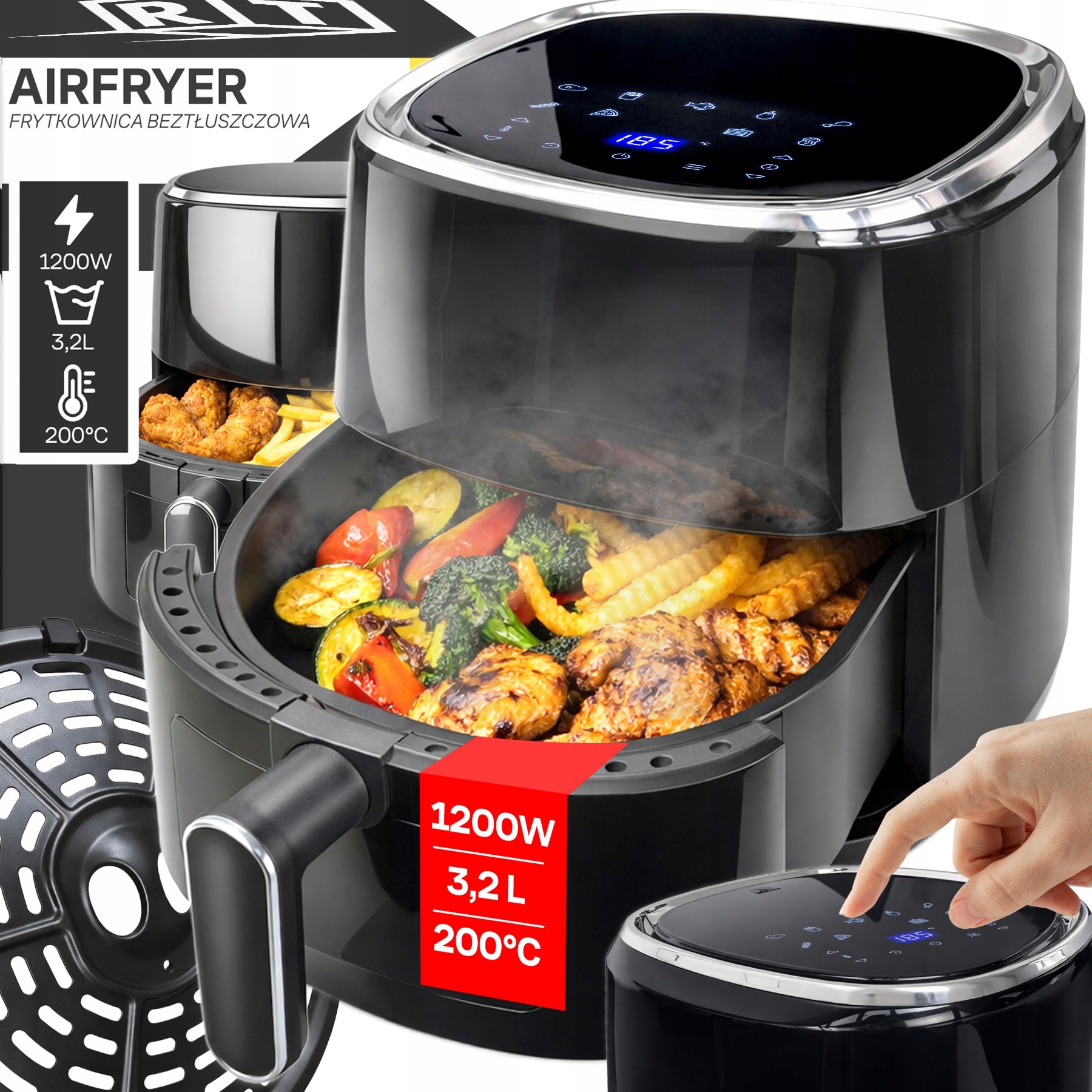 Frytkownica Beztłuszczowa Air Fryer 3,2L Piekarnik 1200W 10 Trybów Airfryer
