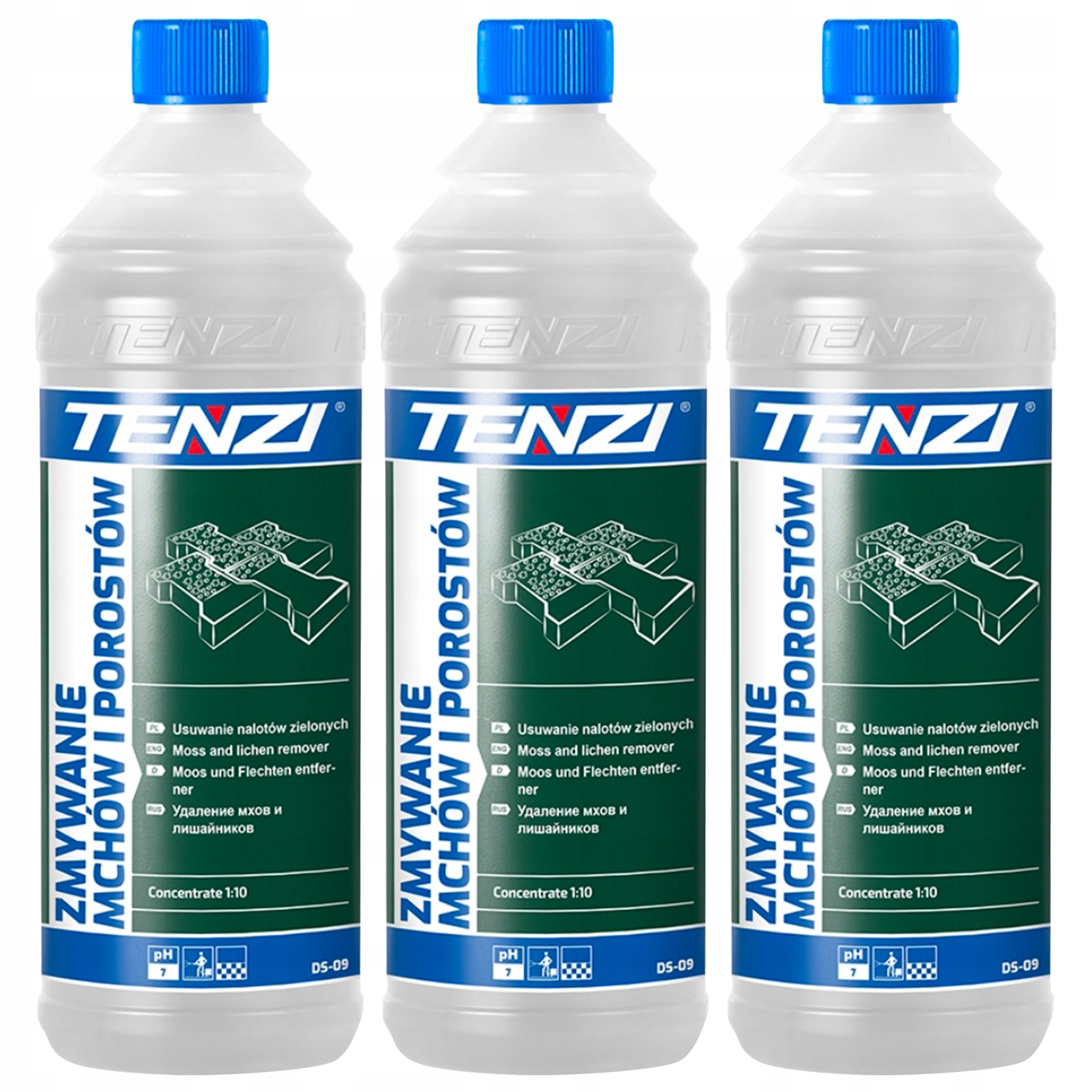 Levně Mytí mechu a lišejníků přípravek na čištění dlažebních kostek 1 l, sada 3 ks