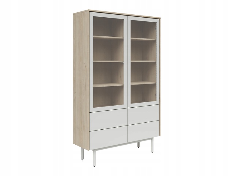 Witryna Ema 105 cm z 2 drzwiami i 4 szufladami orzech jackson hickory