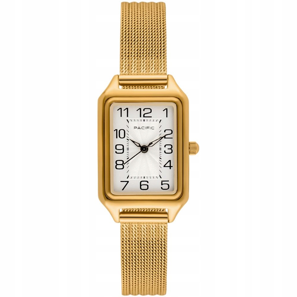 Dámské zlaté hodinky Pacific SLC-1606-03 obdélníkové na mesh náramku