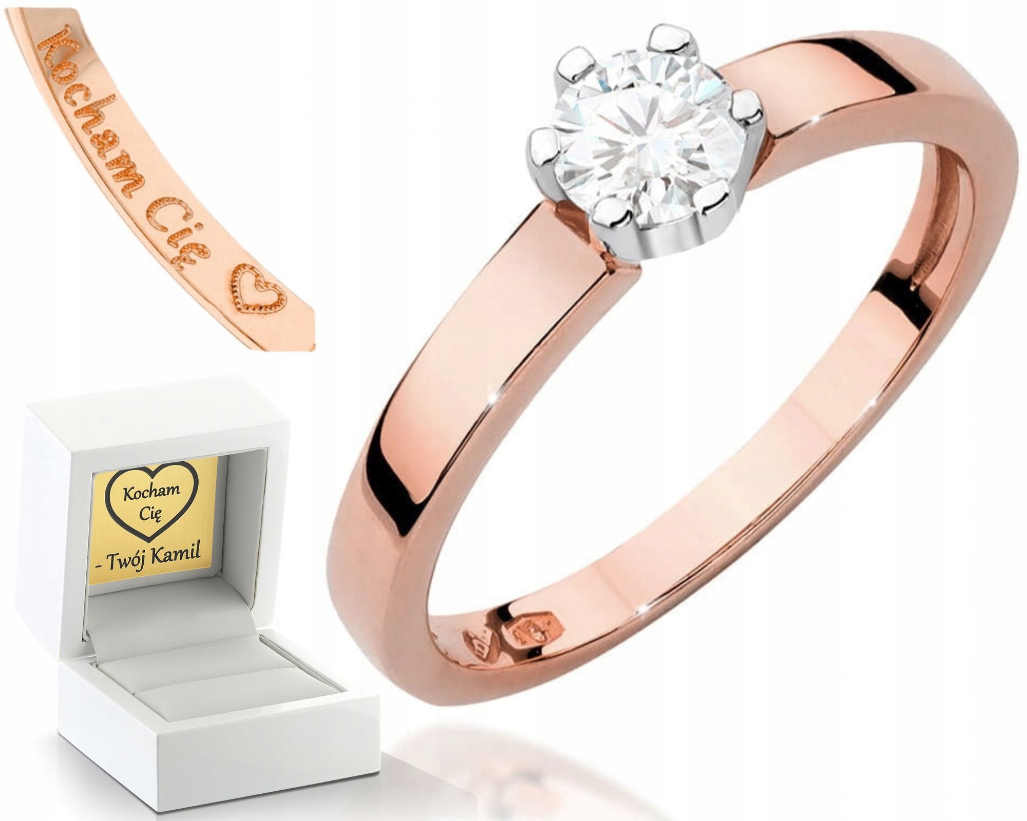 Prstýnek Z Růžového Zlata S Gravírování Diamantu 585 Bonus