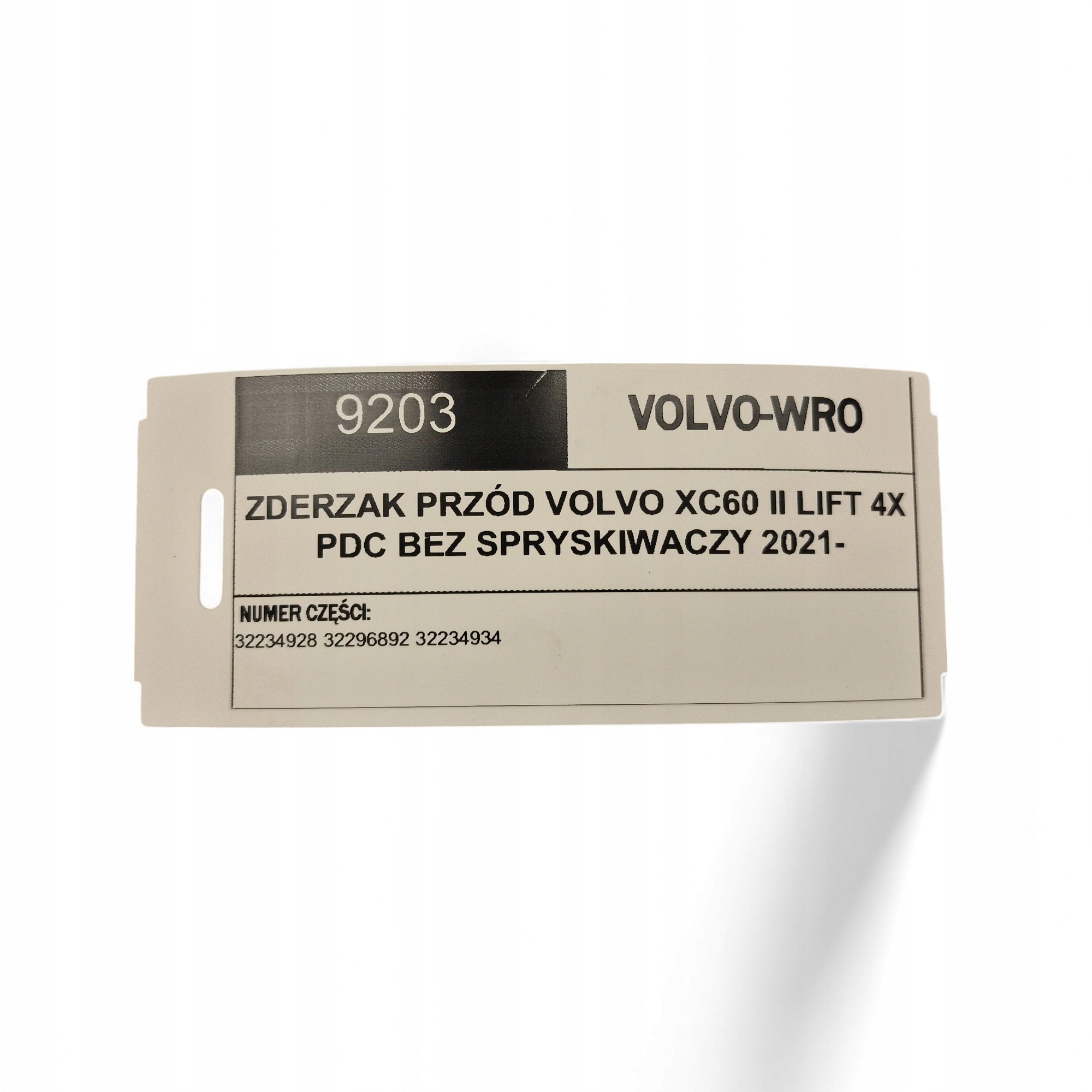 bumper front VOLVO XC60 II LIFT 4X PDC without washers 2021