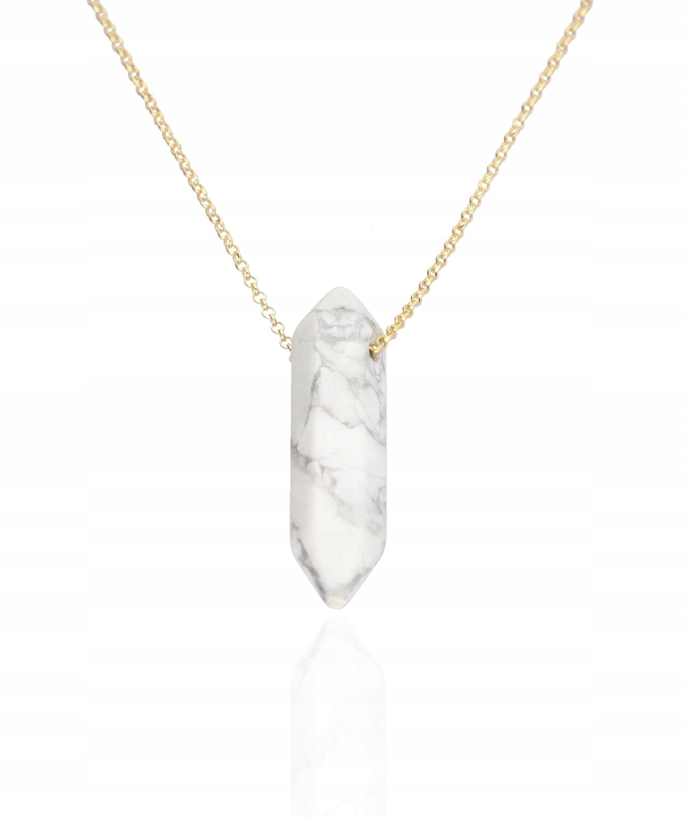 Zlatý náhrdelník Amulet Přírodní Kámen Howlit Grot Sopel 45 cm