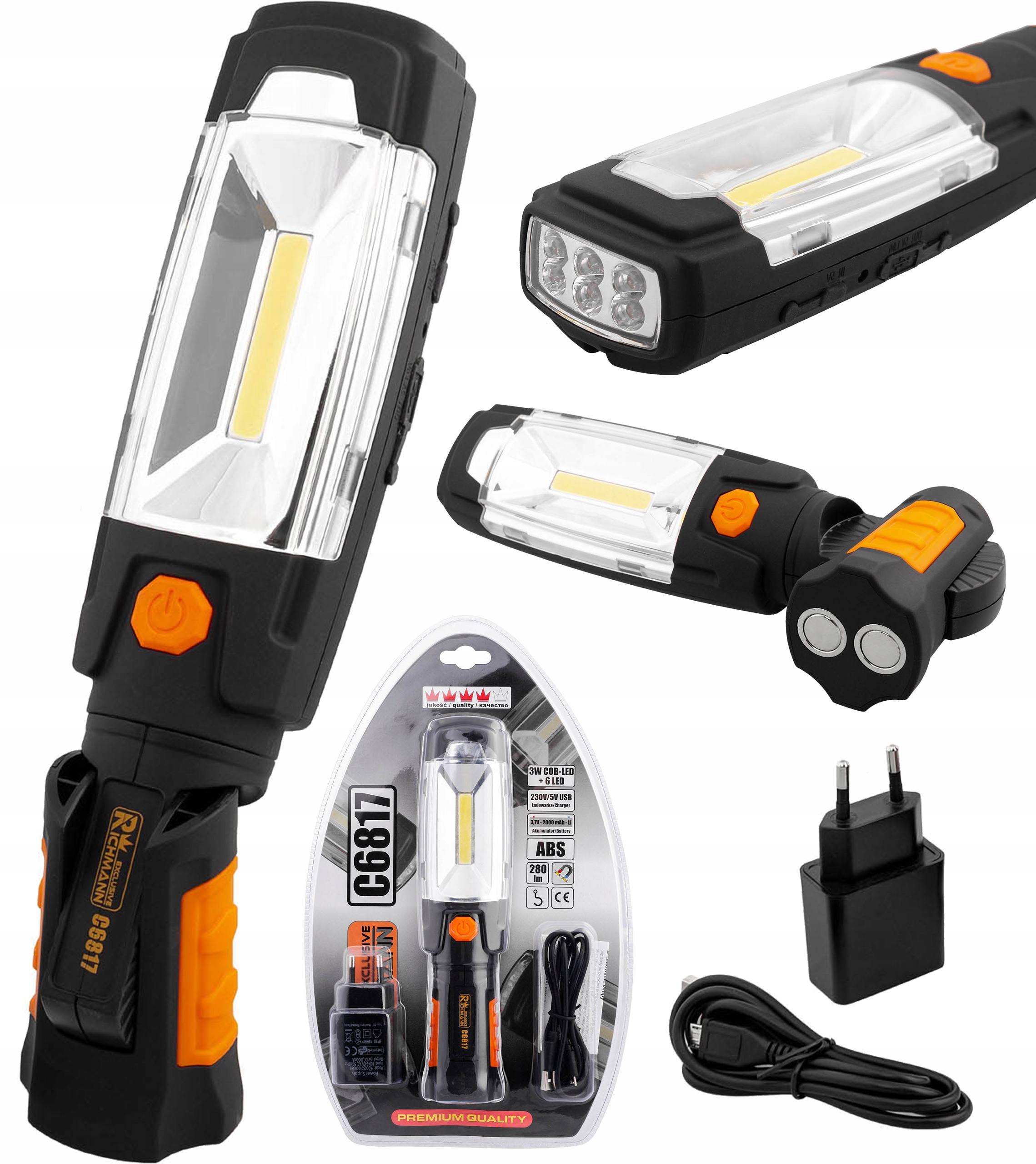 АКУМУЛЯТОРНА ЛАМПА ДЛЯ МАЙСТЕРНІ COB-LED 3W + 6 LED