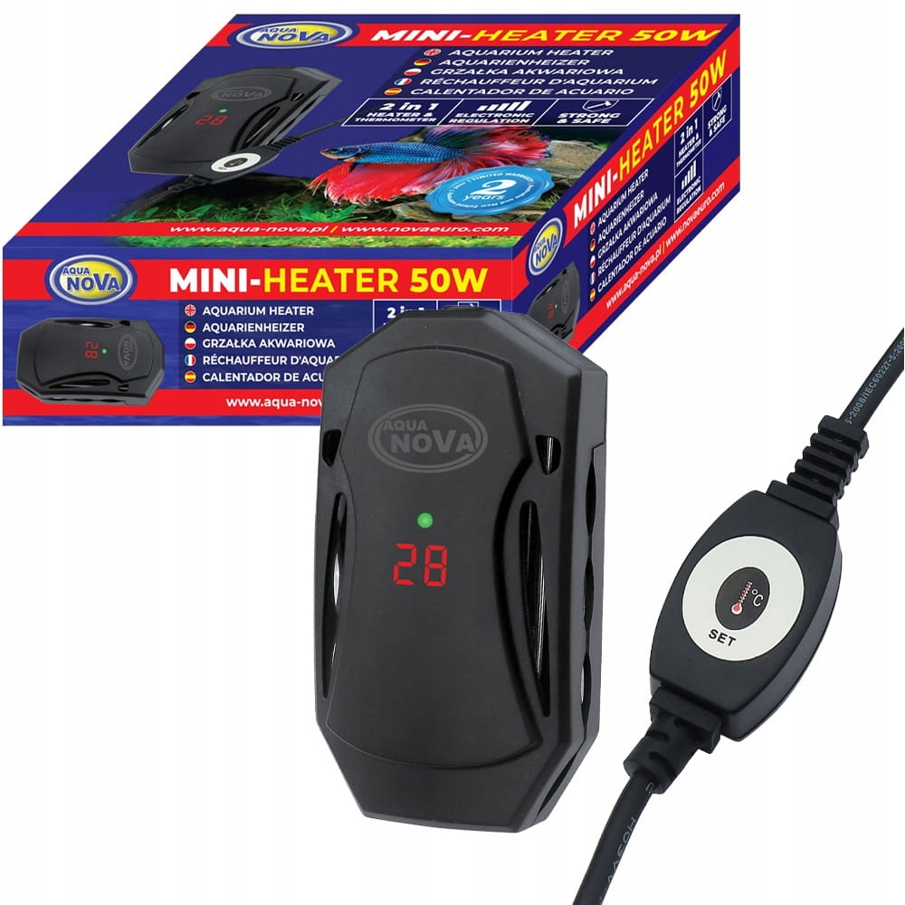 Levně Aqua Nova Mini Heater 50W Ohřívač pro akvária 10-50L Nerozbitný