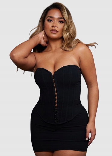 PRETTYLITTLETHING GORSET CZARNY NA HAFTKI 44 EGC